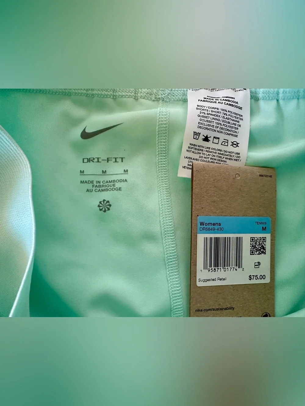 Nike Mint Green Pleated Athletic Skort